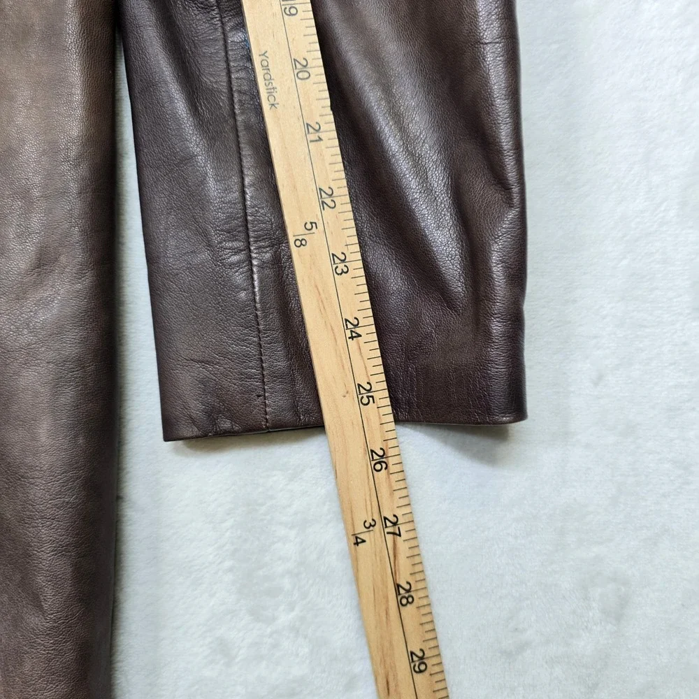 Hugo Boss Leather Blazer Jacket Mens XL 46R Brown Lamb Leather Soft! Distressed - Picture 16 of 16